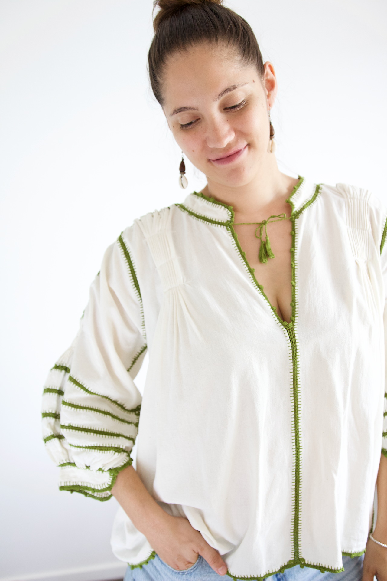 Sirena Blouse - Olive Green Crochet